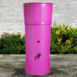 150L Rattan Wicker Effect Polybutt Water Butt - Pink