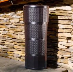 150L Rattan Wicker Effect Polybutt Water Butt - Oak Brown