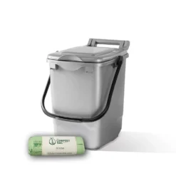 23 Litre Silver Grey Kitchen Caddy + 25 Pack Of Liners