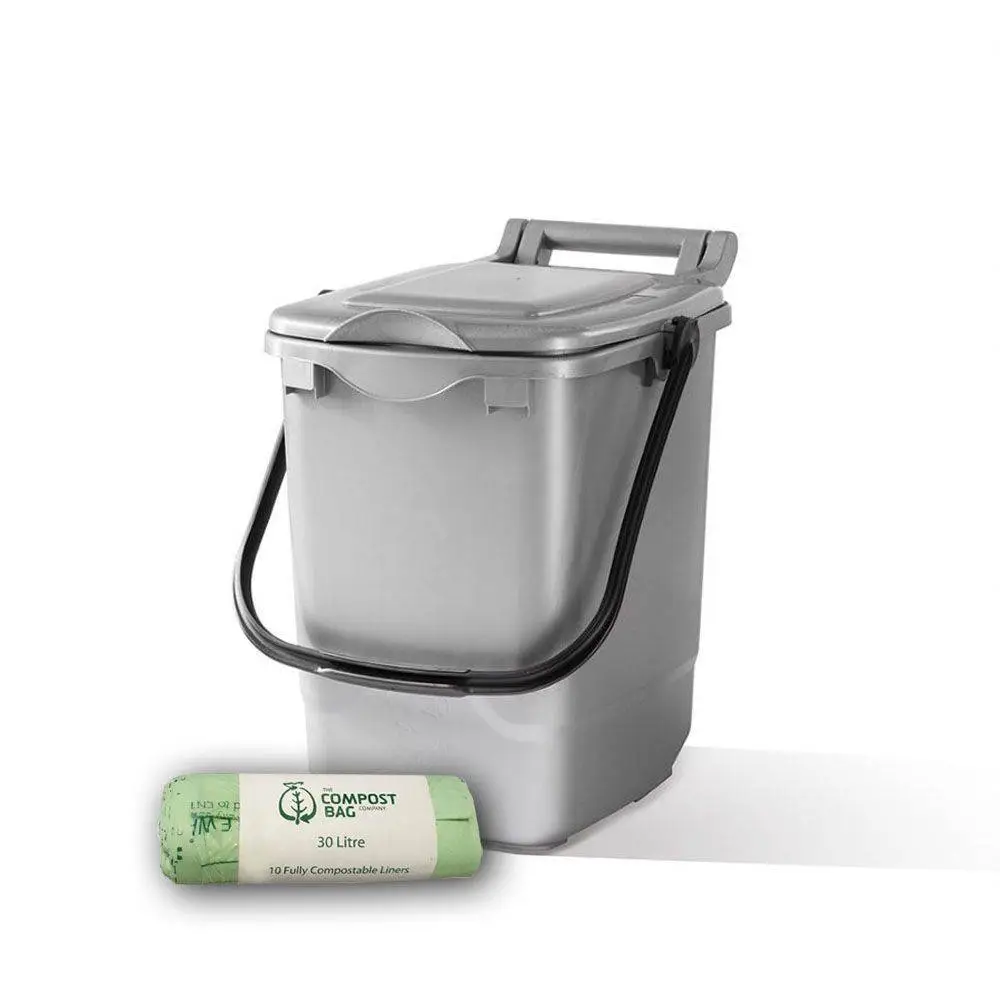 23 Litre Silver Grey Kitchen Caddy + 25 Pack Of Liners 3 23 Litre Silver Grey Kitchen Caddy + 25 Pack Of Liners