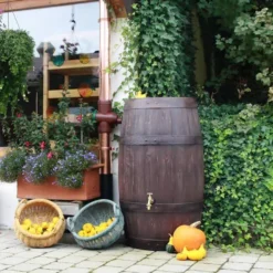 250L Barrique Oak Wood Effect Water Butt Barrel -EcoGrow Store 250l barrique oak wood effect water butt barrel 2 2 jpg