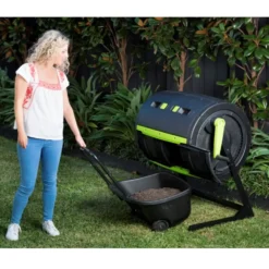 Maze 245 Litre Compost Tumbler + 55 Litre Composting Cart Set -EcoGrow Store 2 1 png