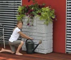 300L Maurano Stone Effect Water Butt - Granite -EcoGrow Store 3p technik decorative maurano stone wall effect water butt tanks granite 2 jpg