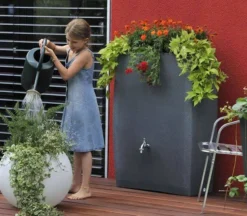 275L Noblesse Decorative Water Butt - Charcoal -EcoGrow Store 3p technik noblesse decorative water butt tanks charcoal 2 jpg