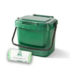 5 Litre Green Kitchen Caddy + 26 Pack Of Liners