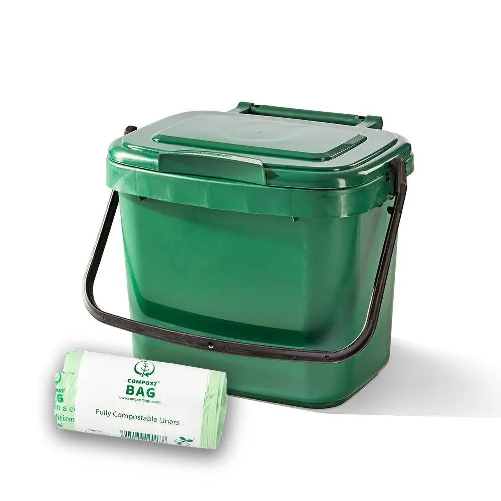 5 Litre Green Kitchen Caddy + 26 Pack Of Liners 3 5 Litre Green Kitchen Caddy + 26 Pack Of Liners
