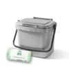 5ltr Silver Grey Kitchen Caddy + 26 Pack Of Liners -EcoGrow Store 5ltr kitchen caddy bags silver jpg