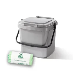 7ltr Silver Grey Kitchen Caddy + 26 Pack Of Liners