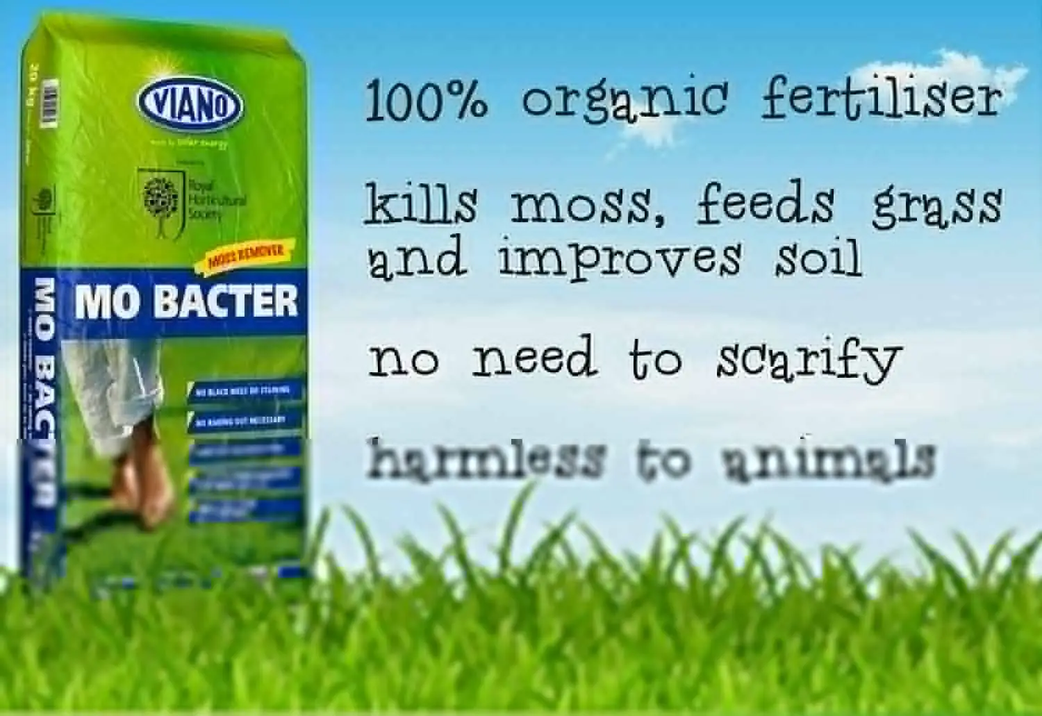 RHS Viano Lawn Care MO Bacter Organic Lawn Fertiliser 20kg Bag 4 RHS Viano Lawn Care MO Bacter Organic Lawn Fertiliser 20kg Bag - Image 2