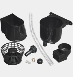 Gutter Mate Diverter & Filter In Black & Fine Mesh Insert Bundle -EcoGrow Store gm black parts 5 1 1 1 5 png