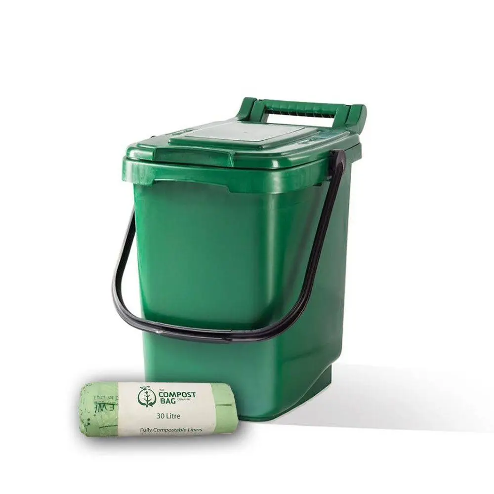 23ltr Green Kitchen Caddy + 25 Pack Of Liners 3 23ltr Green Kitchen Caddy + 25 Pack Of Liners